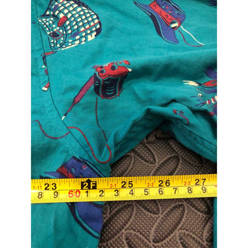 Gap Button Down Shirt‎ Mens XL Teal Vintage Fly Fishing Print Cotton Long Sleeve - Picture 6 of 9